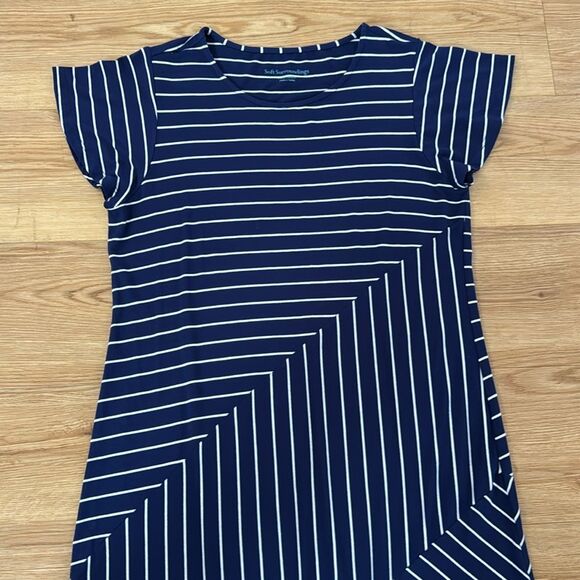 Soft Surroundings Elsie Maxi Dress Petite Medium Blue/White Stripe Stretch - Picture 4 of 6